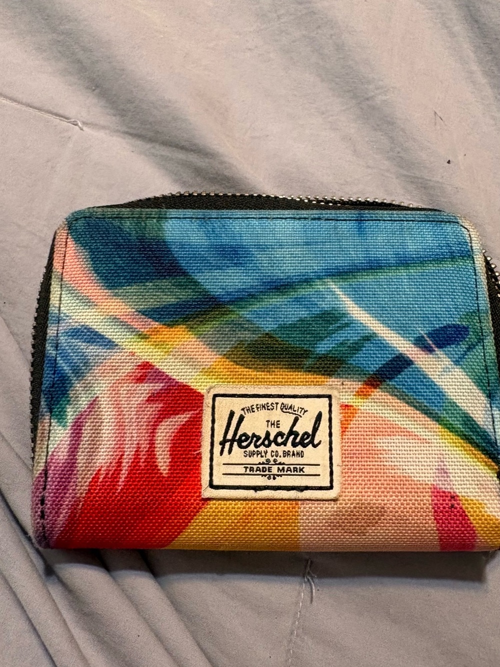 Herschel Supply Company Multicolor Canvas Zip Wallet - Blue, Yellow, Red